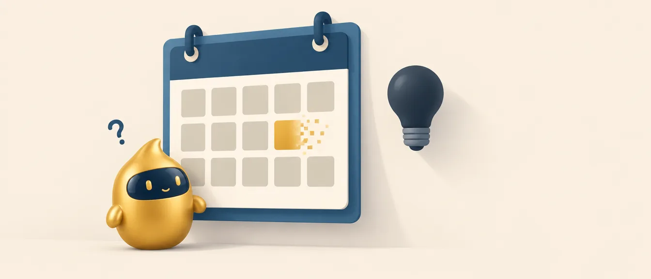 Calendario con una cita que se borra por olvido y Clauto mirándola desconcertado