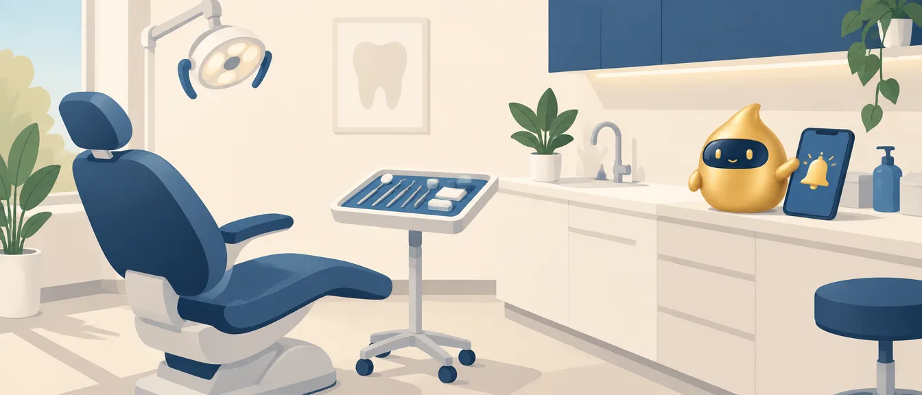 Recordatorio de citas en una clínica dental con la bandeja preparada