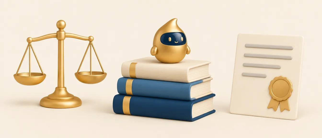 Pila de tres libros de leyes con una balanza dorada y un documento sellado, sobre la normativa de publicidad sanitaria