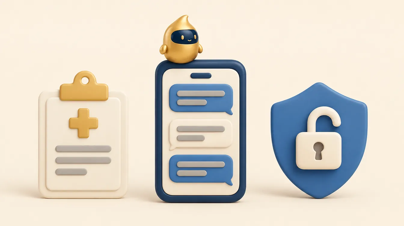 WhatsApp para clínicas y RGPD: móvil con chat de pacientes, historia clínica y escudo de protección de datos