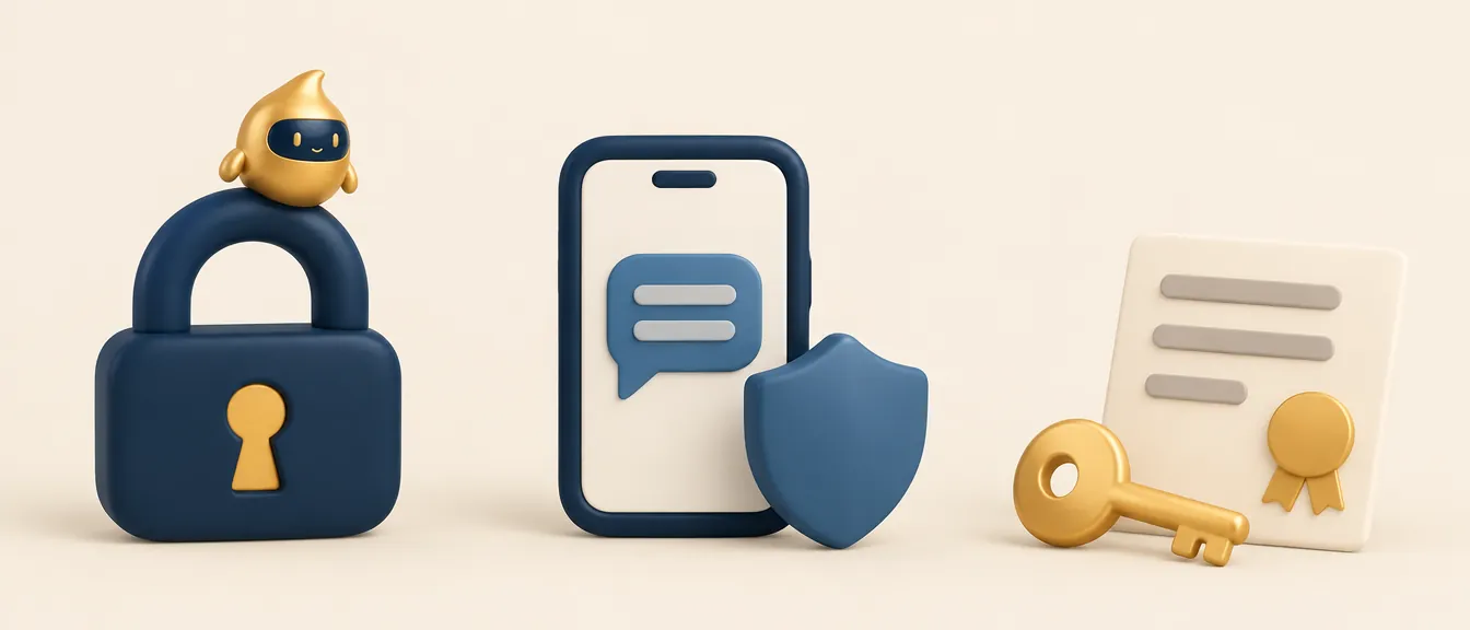 WhatsApp y RGPD en una clínica: candado, escudo y llave que protegen el chat con el paciente